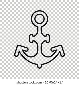 Boat anchor icon in flat style. Vessel hook vector illustration on white isolated background. Ship equipment business concept.