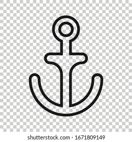 Boat anchor icon in flat style. Vessel hook vector illustration on white isolated background. Ship equipment business concept.