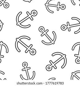 Boat anchor icon in flat style. Vessel hook vector illustration on white isolated background. Ship equipment seamless pattern business concept.