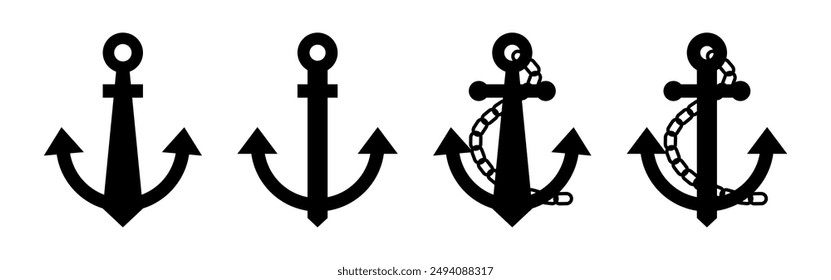 boat anchor icon set. vintage design isolated on white background