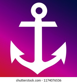 Boat anchor icon vector illustrator creative design purple and pink gradient background