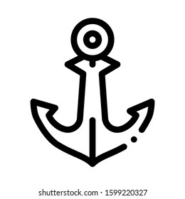 Boat Anchor Icon Vector. Outline Boat Anchor Sign. Isolated Contour Symbol Illustration