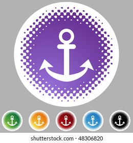 Botón web del icono del anclaje del bote aislado en un fondo.