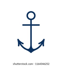 Boat anchor logo isolated on white background. Ship anchor vector illustration for logo or tattoo design.