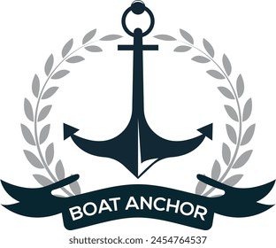 boat anchor logo, anchor symbol vector logo design, marine retro emblems logo with anchor, anchor logo vector illustration