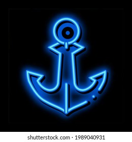 Boat Anchor neon light sign vector. Glowing bright icon Boat Anchor sign. transparent symbol illustration