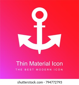 Boat anchor red and pink gradient material white icon minimal design