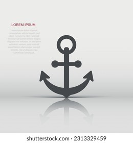 Boat anchor sign icon in flat style. Maritime equipment vector illustration on white isolated background. Sea security business concept.