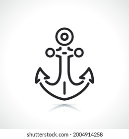icono de línea delgada del anclaje del barco