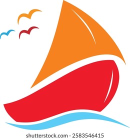 boat art with colorful design