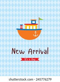 boat baby boy arrival card