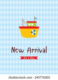 boat baby boy arrival card