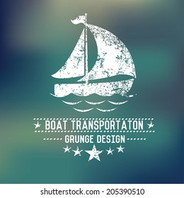 Boat badge on blur background,vector