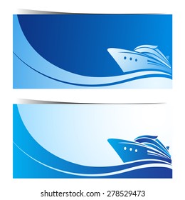 Boat banners blue background ,vector illustration 