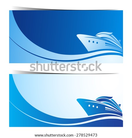 Boat banners blue background ,vector illustration 