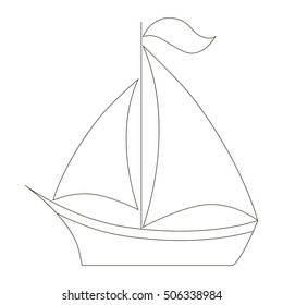 Boat to be colored. Coloring book to educate preschool kids with easy kid educational gaming and primary education of simple game level of difficulty.