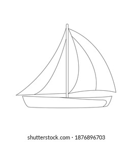 Boat Beach Outline Vector Illustration
