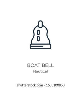 Boat bell icon. Thin linear boat bell outline icon isolated on white background from nautical collection. Line vector sign, symbol for web and mobile