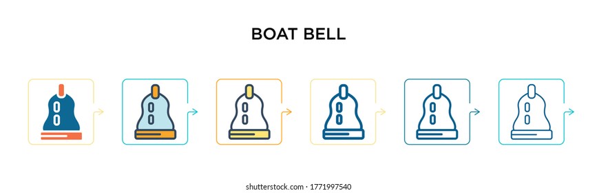 Boat bell vector icon in 6 different modern styles. Black, two colored boat bell icons designed in filled, outline, line and stroke style. Vector illustration can be used for web, mobile, ui