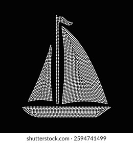 boat Best Rhinestone t-shirt design Vector Template