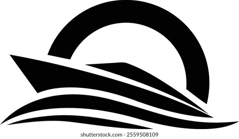 Boat black color icon vector 
