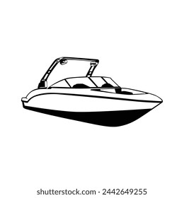 Boat black and white vector Eps10