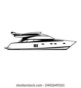 Boat black and white vector Eps10