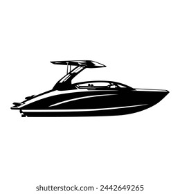 Boat black and white vector Eps10