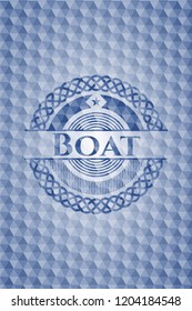 Boat blue emblem with geometric pattern.