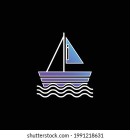 Boat blue gradient vector icon