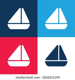 Boat blue and red four color minimal icon set