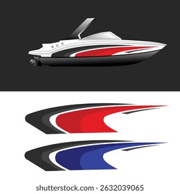 boat body wrapping sticker decal vector design
