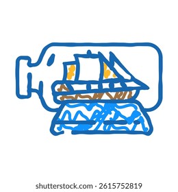 boat in bottle doodle icon sketch vector. boat in bottle sign. isolated symbol illustration