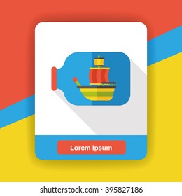 boat in bottle flat icon