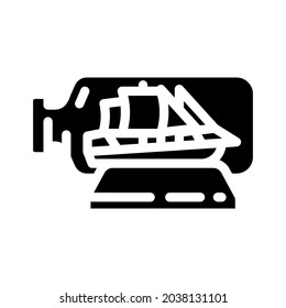 boat in bottle glyph icon vector. boat in bottle sign. isolated contour symbol black illustration