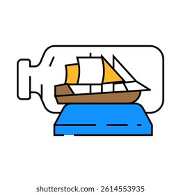 boat in bottle line icon vector. boat in bottle sign. isolated symbol illustration
