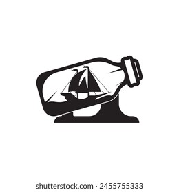 Boat in a bottle symbol logo icon, vector illustration design