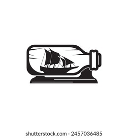 Boat in a bottle symbol logo icon, vector illustration design