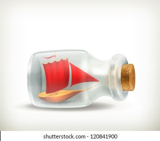 Boat in a bottle, vector icon