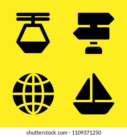 boat, cable car cabin, panels and global vector icon set. Sample icons set for web and graphic design
