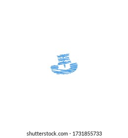 boat call logo icon design with scribble style
