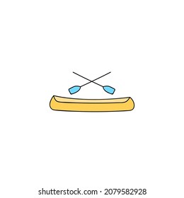 Boat, canoe icon in color icon, isolated on white background 