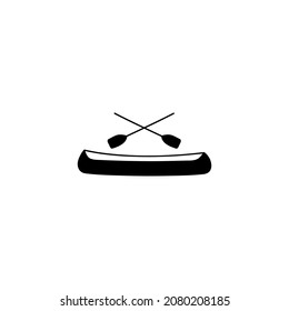 Boat, canoe icon in solid black flat shape glyph icon, isolated on white background 