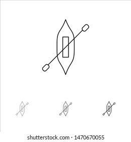 Boat, Canoe, Kayak, Ship Bold and thin black line icon set. Vector Icon Template background