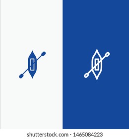 Boat, Canoe, Kayak, Ship Line and Glyph Solid icon Blue banner. Vector Icon Template background