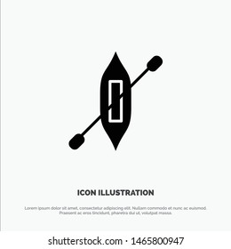 Boat, Canoe, Kayak, Ship Solid Black Glyph Icon. Vector Icon Template background