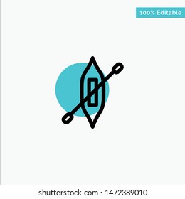 Boat, Canoe, Kayak, Ship turquoise highlight circle point Vector icon