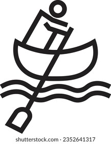Boat Canoe Paddle Outline Icon