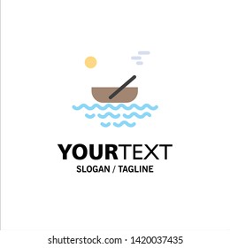 Boat, Canoes, Kayak, River, Transport Business Logo Template. Flat Color
