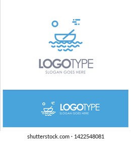 Boat, Canoes, Kayak, River, Transport Blue outLine Logo with place for tagline